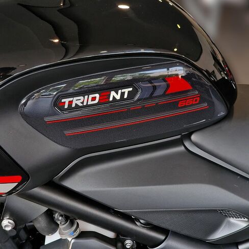 Motorcycle 3D Stickers Compatible with Triumph Trident 660 2021-2025. Tank Side Protector Protections from Impact and Scratches. Resin Stickers - Made in Italy in Saudi Arabia