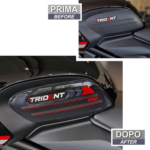 Motorcycle 3D Stickers Compatible with Triumph Trident 660 2021-2025. Tank Side Protector Protections from Impact and Scratches. Resin Stickers - Made in Italy in Saudi Arabia