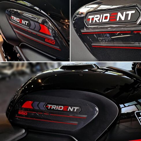 Motorcycle 3D Stickers Compatible with Triumph Trident 660 2021-2025. Tank Side Protector Protections from Impact and Scratches. Resin Stickers - Made in Italy in Saudi Arabia
