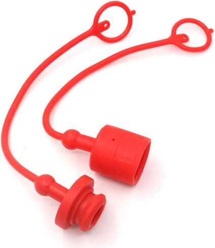 Hydraulic Coupler Dust Cap 1/4 ISO-B 5675 AG Male Female,CEKER Hydraulic Plug Quick connects Port Covers Fittings,Red Cap with Retention Ring Keeps Cap Attached to Hose 1set in Saudi Arabia
