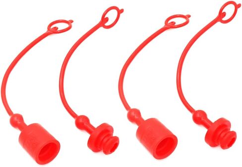 Hydraulic Coupler Dust Cap 1/4 ISO-B 5675 AG Male Female,CEKER Hydraulic Plug Quick connects Port Covers Fittings,Red Cap with Retention Ring Keeps Cap Attached to Hose 1set in Saudi Arabia