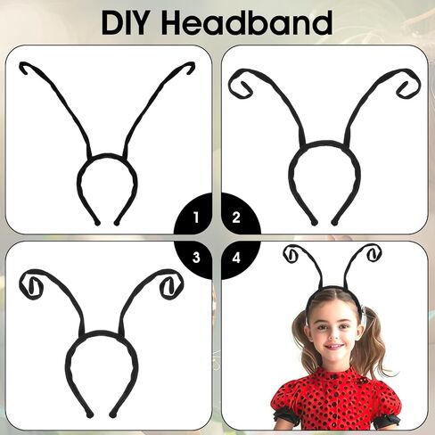 Butterfly Antenna Headband Bug Headband Bee Hair Hoop Halloween Cosplay Costume Headband Dress Up Hairband for Halloween Parties Women Men (Black in Saudi Arabia