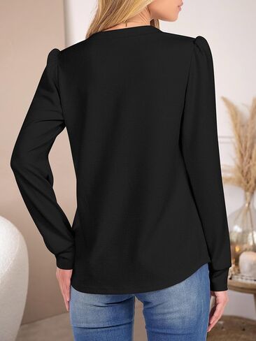 ANRABESS Women's Long Sleeve Henley Tops Waffle Knit Tunics Shirts Dressy Casual Blouses Cute T-Shirts 2025 Fall Outfit in Saudi Arabia
