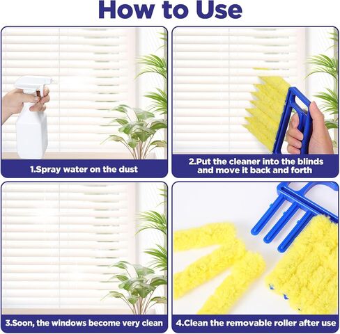 4 Pcs Blind Cleaner Tool 7 Finger Microfiber Window Blind Duster for Cleaning Washable Mini Blinds Cleaner Duster Tool for Cleaning Blinds, Ventilation Vents, Fans and Air Conditioner in Saudi Arabia