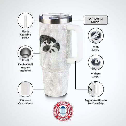 The Memory Company | Licensed NCAA 40oz White Bling Game Day Tumbler in Kuwait