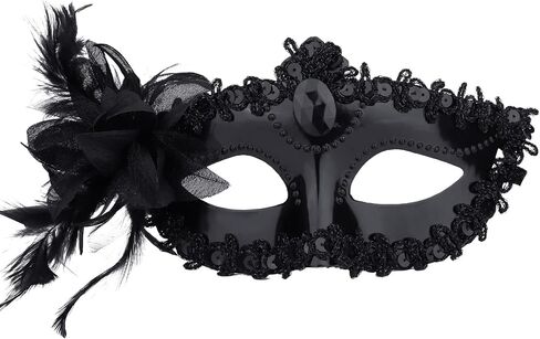 Black Masquerade Mask for Women, Elegant Lace Venetian & Mardi Gras Dress Outfits Masks for Halloween Costume Party Ball Prom in Saudi Arabia