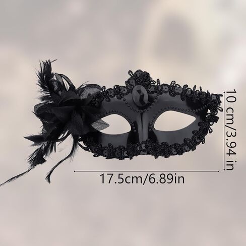 Black Masquerade Mask for Women, Elegant Lace Venetian & Mardi Gras Dress Outfits Masks for Halloween Costume Party Ball Prom in Saudi Arabia