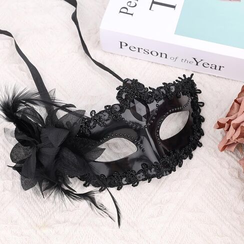 Black Masquerade Mask for Women, Elegant Lace Venetian & Mardi Gras Dress Outfits Masks for Halloween Costume Party Ball Prom in Saudi Arabia