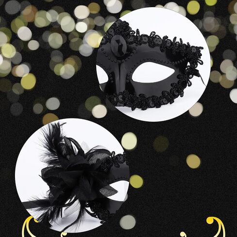 Black Masquerade Mask for Women, Elegant Lace Venetian & Mardi Gras Dress Outfits Masks for Halloween Costume Party Ball Prom in Saudi Arabia