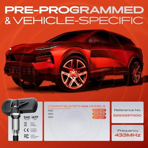 A-Premium 4PCS Pre-Programmed TPMS Sensor Tire Pressure Monitoring Sensor - Compatible with Kia K900 2015 2016 2017-433MHz - Replace 529333T000, 52933-3T000 in Saudi Arabia