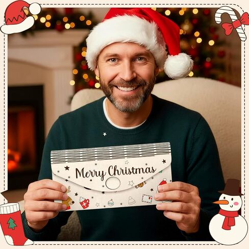 Thyle 4 Pcs Unique Wooden Christmas Money Holders Xmas Wooden Envelope Cash Holder Fun Ways to Give Money as a Gift for Christmas Birthday Holiday Party Decoration in Saudi Arabia