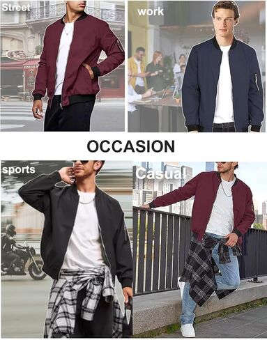 Jinsha Mens Lightweight Bomber Windbreaker Jacket Fall/Spring Stylish Casual Outdoor Waterproof Softshell Zipper Jackets in Saudi Arabia