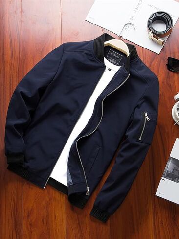 Jinsha Mens Lightweight Bomber Windbreaker Jacket Fall/Spring Stylish Casual Outdoor Waterproof Softshell Zipper Jackets in Saudi Arabia