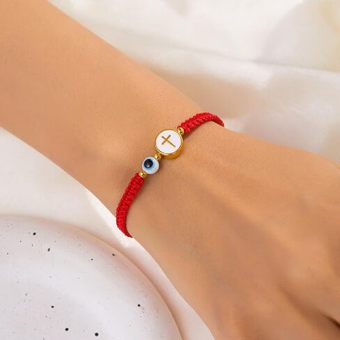Lucky Red String Bracelet for Women Men Evil Eye Cross Bracelets Kabbalah String Bracelet Handmade Braided Rope Bracelets Jewelry Gift in Saudi Arabia