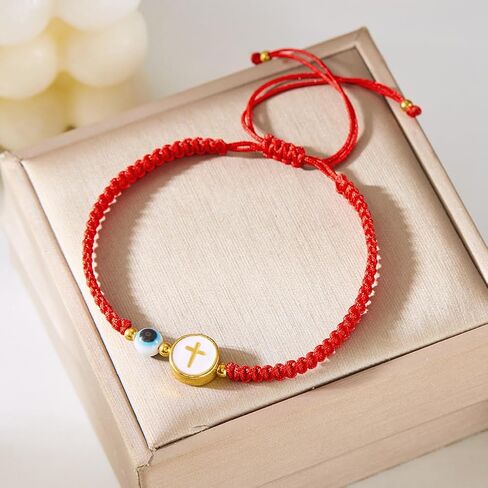 Lucky Red String Bracelet for Women Men Evil Eye Cross Bracelets Kabbalah String Bracelet Handmade Braided Rope Bracelets Jewelry Gift in Saudi Arabia