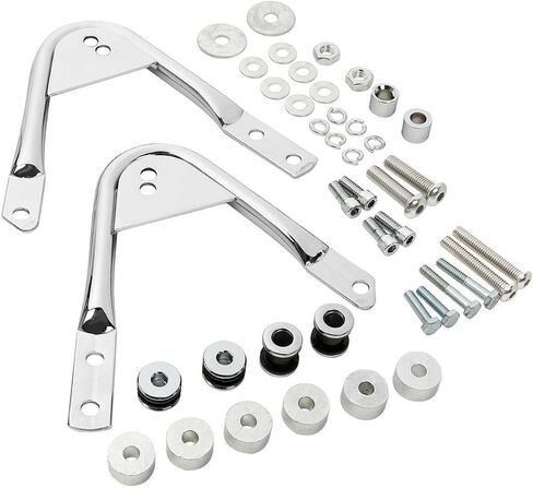 TCT-MOTORPARTS Razor Trunk Backrest Pad & Chrome 2-Up Mounting Rack & Docking Hardware Kit Fit for Harley 1997-2008 Touring Road King FLHT FLHX FLTR 2007 2006 2005 2004 2003 2002 2001 2000 in Saudi Arabia