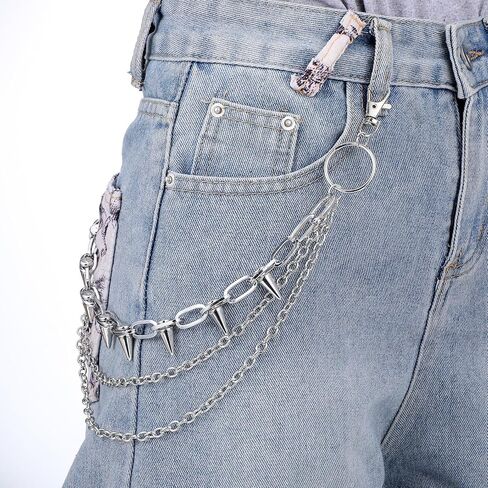 Pocket Jeans Pants Chain, Wallet Chain Belt for Men Multi-layer Hip Hop Biker Chains Goth Punk Waist Chains Belts Jewelry Accessory with Tassel for Women Men Pants Skirts, Silver in Saudi Arabia