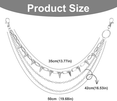 Pocket Jeans Pants Chain, Wallet Chain Belt for Men Multi-layer Hip Hop Biker Chains Goth Punk Waist Chains Belts Jewelry Accessory with Tassel for Women Men Pants Skirts, Silver in Saudi Arabia