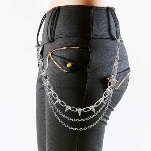Pocket Jeans Pants Chain, Wallet Chain Belt for Men Multi-layer Hip Hop Biker Chains Goth Punk Waist Chains Belts Jewelry Accessory with Tassel for Women Men Pants Skirts, Silver in Saudi Arabia