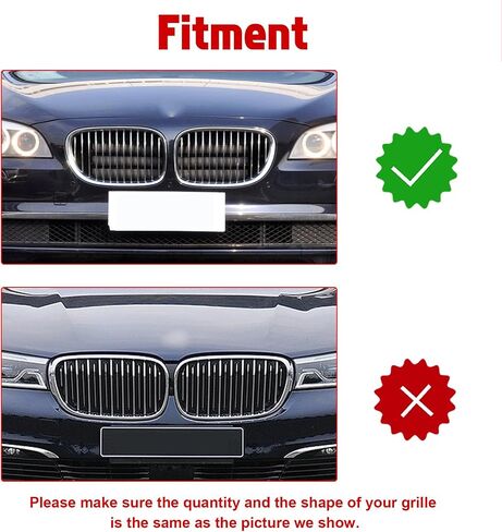 x xotic tech شرائط زخرفية ثلاثية الألوان من xotic tech، شبكات أمامية في المنتصف متوافقة مع BMW 7 Series F01/F02 2009-2012 740i 740Li 750i 750Li Standard Grill (13 قضبان شعاع) in Saudi Arabia