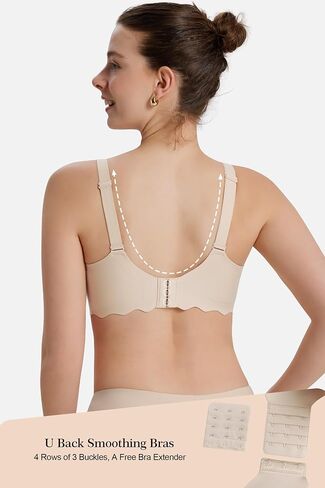 Womens Full Coverage Wire Free Bra - Plus Size Bras with Support and Lift Scalloped Everyday Comfort Bralettes in Saudi Arabia