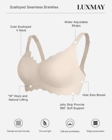 Womens Full Coverage Wire Free Bra - Plus Size Bras with Support and Lift Scalloped Everyday Comfort Bralettes in Saudi Arabia