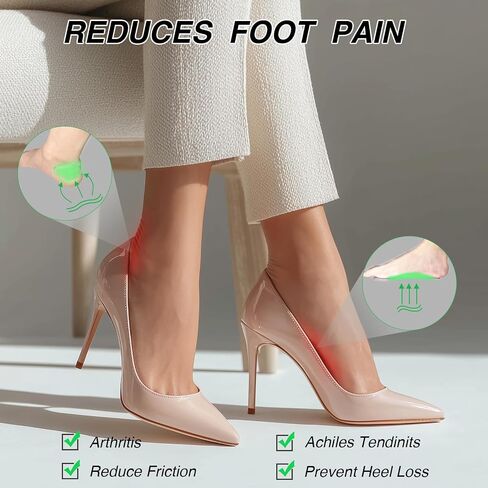 2 Pairs 3/4 High Heel Insoles, Self-Adhesive Arch Support for Flat Feet & Pain Relief. Gel Weight Shifting Insoles for Heels, Sandals & Flats. Anti Fatigue, Shock Absorption, Foot Pain Relief in Saudi Arabia