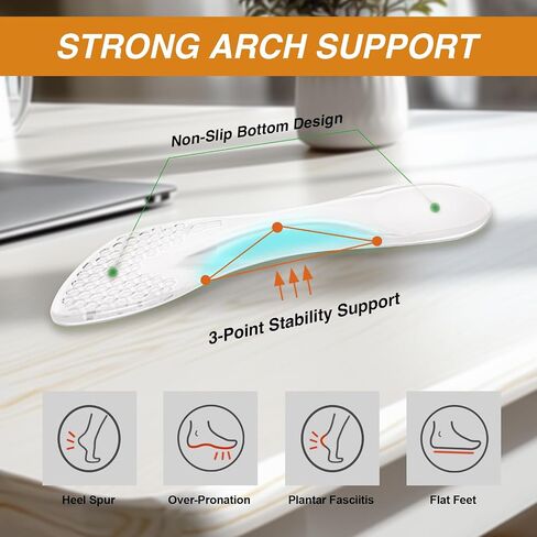 2 Pairs 3/4 High Heel Insoles, Self-Adhesive Arch Support for Flat Feet & Pain Relief. Gel Weight Shifting Insoles for Heels, Sandals & Flats. Anti Fatigue, Shock Absorption, Foot Pain Relief in Saudi Arabia