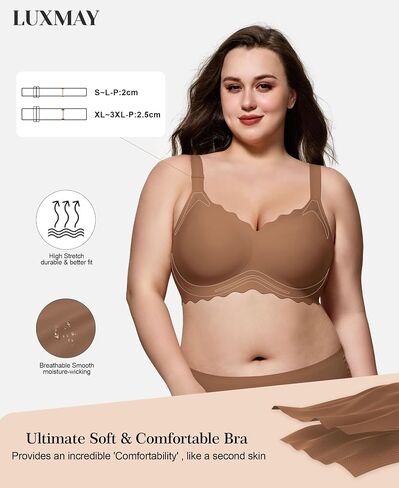 Womens Full Coverage Wire Free Bra - Plus Size Bras with Support and Lift Scalloped Everyday Comfort Bralettes in Saudi Arabia