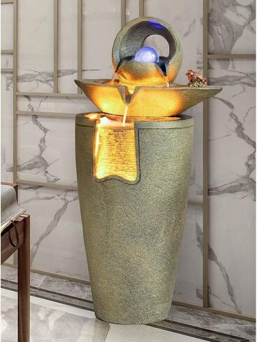 Outdoor Fountains Vintage Flowing Ornaments Circulating Water Fountain Floor to Ceiling Living Room Entrance Wealth Attraction Housewarming Gifts Garden Water Fountain in Saudi Arabia