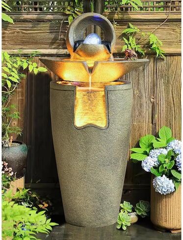 Outdoor Fountains Vintage Flowing Ornaments Circulating Water Fountain Floor to Ceiling Living Room Entrance Wealth Attraction Housewarming Gifts Garden Water Fountain in Saudi Arabia