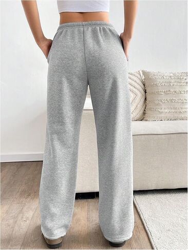 SOLY HUX Women's Drawstring Sweatpants Elastic Low Rise Baggy Straight Leg Casual Pants with Pockets in Saudi Arabia
