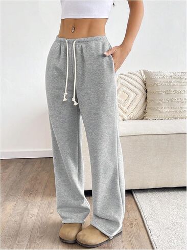SOLY HUX Women's Drawstring Sweatpants Elastic Low Rise Baggy Straight Leg Casual Pants with Pockets in Saudi Arabia