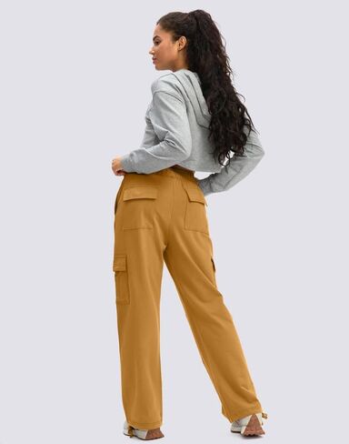 بنطال رياضي نسائي من Viodia بخصر عالٍ وواسع وواسع من القطن سروال مستقيم الساق فضفاض للركض للصالة الكاجوال in Kuwait