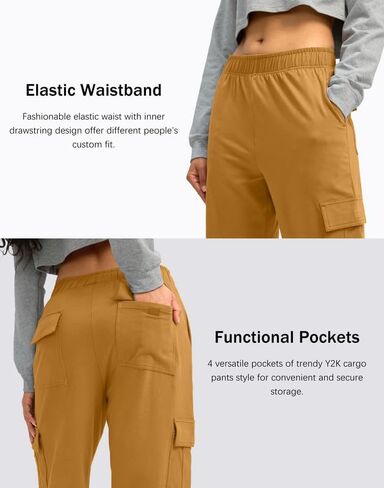 بنطال رياضي نسائي من Viodia بخصر عالٍ وواسع وواسع من القطن سروال مستقيم الساق فضفاض للركض للصالة الكاجوال in Kuwait