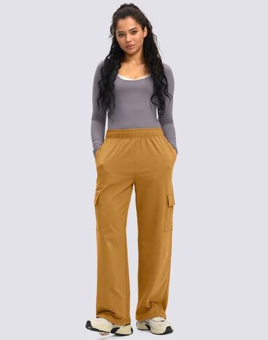 بنطال رياضي نسائي من Viodia بخصر عالٍ وواسع وواسع من القطن سروال مستقيم الساق فضفاض للركض للصالة الكاجوال in Kuwait