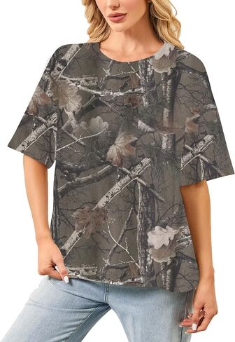MISSACTIVER Women Camo T Shirts for Men Graphic Short Sleeve Oversized Tops Unisex Summer Maple Leaf Print Tshirts in Saudi Arabia