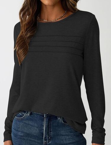 قمصان NORACORA بأكمام طويلة للنساء تونيك مطوي بلوزات أساسية أنيقة بلوزات عمل غير رسمية فضفاضة عصرية موضة خريف 2025 in Kuwait