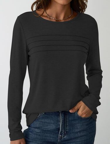 قمصان NORACORA بأكمام طويلة للنساء تونيك مطوي بلوزات أساسية أنيقة بلوزات عمل غير رسمية فضفاضة عصرية موضة خريف 2025 in Kuwait