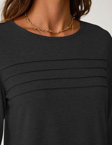 قمصان NORACORA بأكمام طويلة للنساء تونيك مطوي بلوزات أساسية أنيقة بلوزات عمل غير رسمية فضفاضة عصرية موضة خريف 2025 in Kuwait