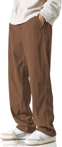 Mens Corduroy Casual Pants Joggers Cargo Pants Drawstring Elastic Waist Baggy Sweatpants with Pockets in Saudi Arabia