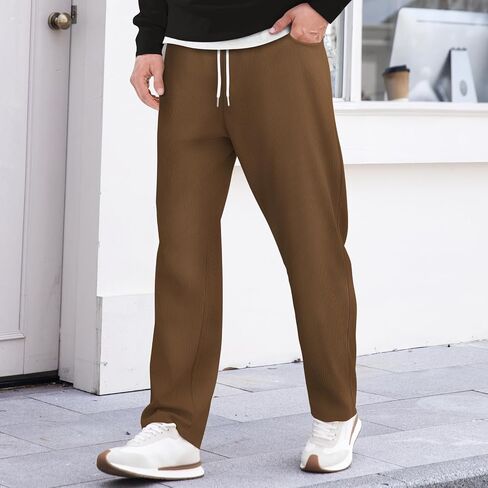 Mens Corduroy Casual Pants Joggers Cargo Pants Drawstring Elastic Waist Baggy Sweatpants with Pockets in Saudi Arabia