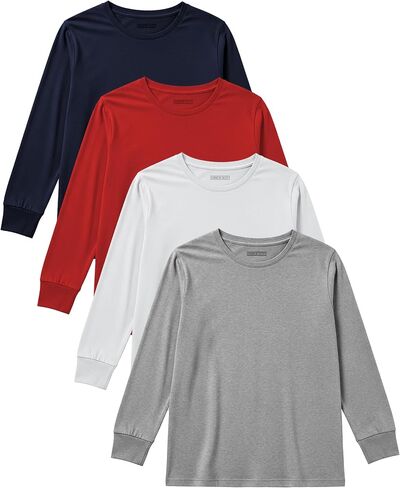 Andrew Scott Boys' Long Sleeve Cotton T Shirts | Ultra Soft Performance Color Tops | Unisex | Muti Packs in Saudi Arabia