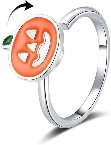 Pumpkin Rotating Fidget Ring Adjustable Halloween Statement Band Cute Spinner Adjustable Stacking Rings Anxiety Stress Relief Jewelry for Women Niece Daughter Festival Party in Saudi Arabia