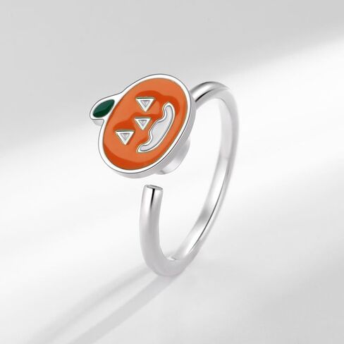 Pumpkin Rotating Fidget Ring Adjustable Halloween Statement Band Cute Spinner Adjustable Stacking Rings Anxiety Stress Relief Jewelry for Women Niece Daughter Festival Party in Saudi Arabia