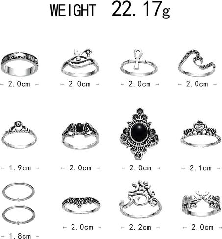 PINK TOWN Gothic Halloween Knuckle Ring Set for Women,Vintage Punk Skull/Spider/Bat/Heart Stackable Finger Rings Bohemian Hollow Carved Midi Rings Halloween Party Costume Accessories in Saudi Arabia