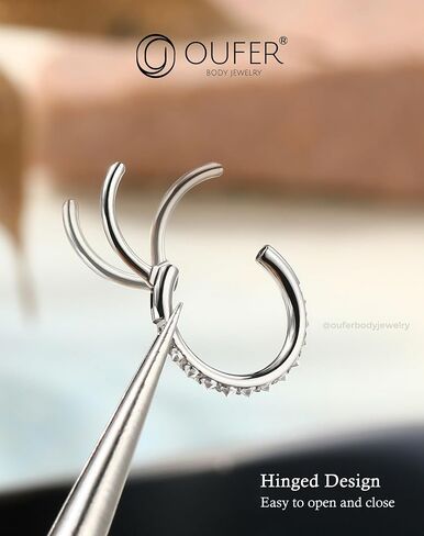 OUFER 20 جرام حلقات الأنف للنساء والرجال، 316L من الفولاذ الجراحي مكعب الزركون مجوهرات ثقب الأنف، Daith Helix Rook Conch الغضروف هوب أقراط الشفاه in Saudi Arabia