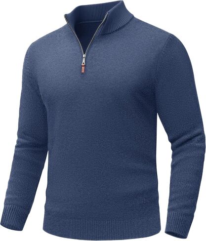 EKLENTSON Men's Sweater Quarter Zip Pullover Knit Cotton Turtleneck Sweater Fall Winter Thermal Pullover Mock Neck in Saudi Arabia