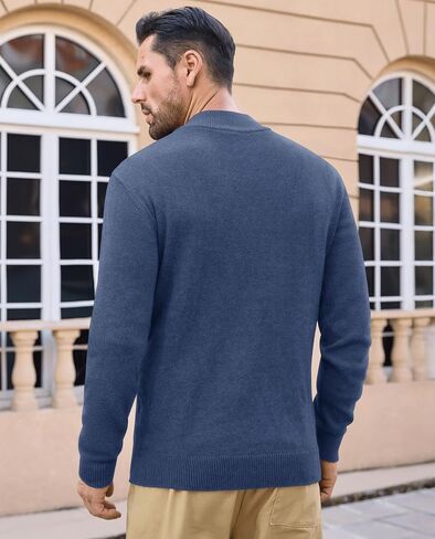 EKLENTSON Men's Sweater Quarter Zip Pullover Knit Cotton Turtleneck Sweater Fall Winter Thermal Pullover Mock Neck in Saudi Arabia