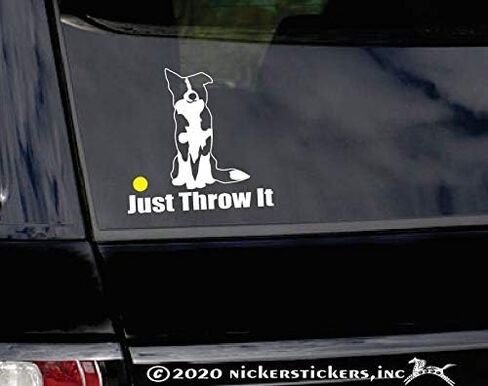 JUST Throw IT | Border Collie Dog Vinyl Decal by NickerStickers® in Saudi Arabia